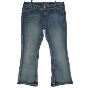 Vanity Jeans 33W x30L Violet Uplift Mid Rise Flare Leg thick stitch pocket flaps